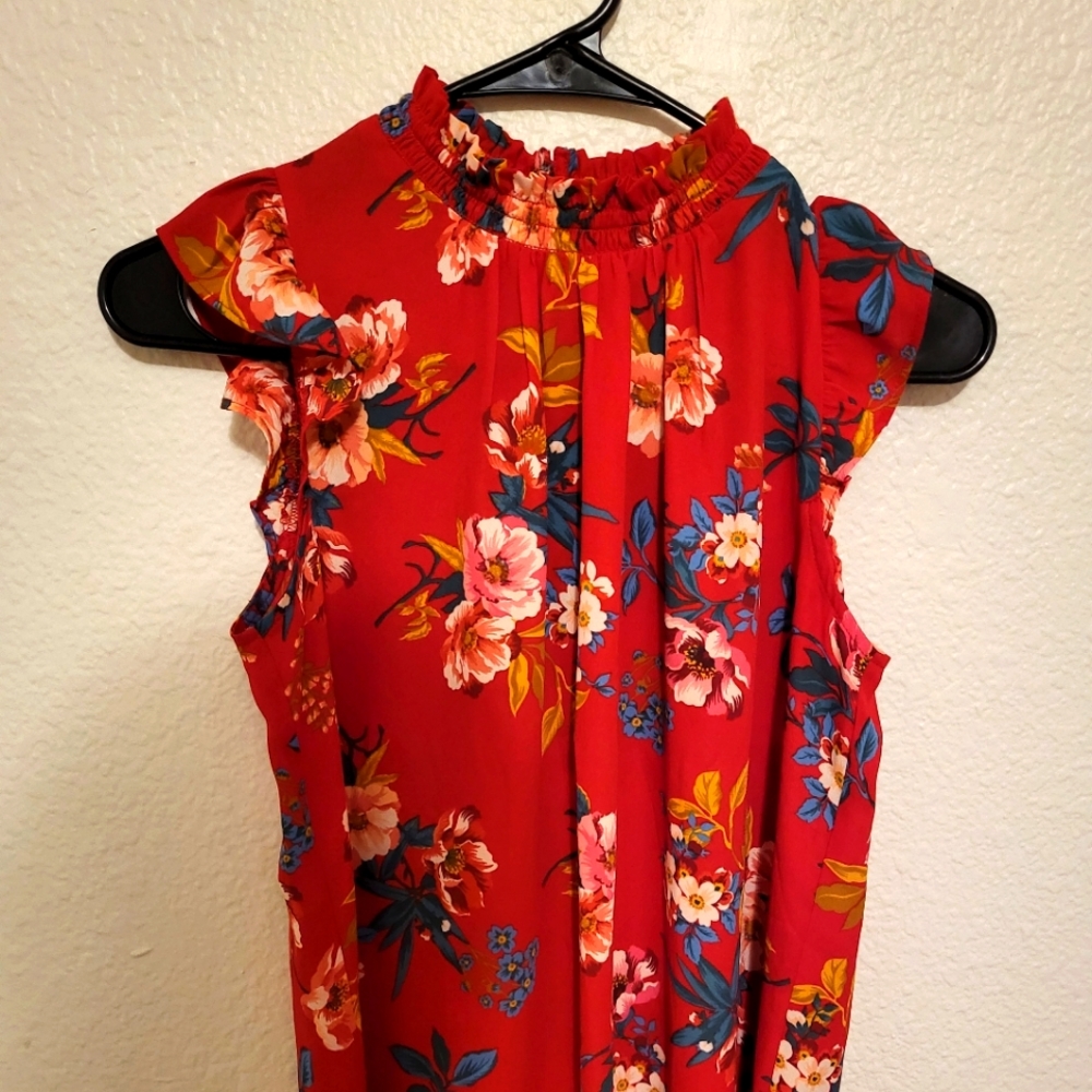Loft red floral top